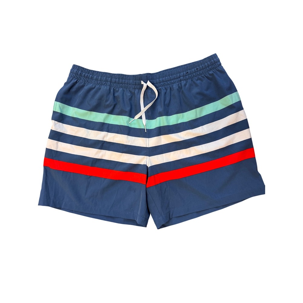 Chubbies Mens Striped Swim Trunks Blue Mint Red White XXL Mesh Lined Drawstring‎